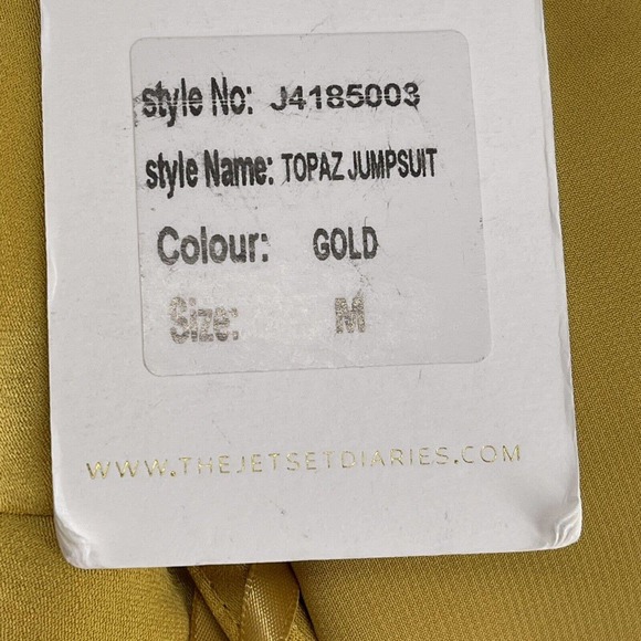 The Jetset Diaries Topaz Jumpsuit Gold Draped Neck Split Leg New Size Medium - Picture 6 of 7